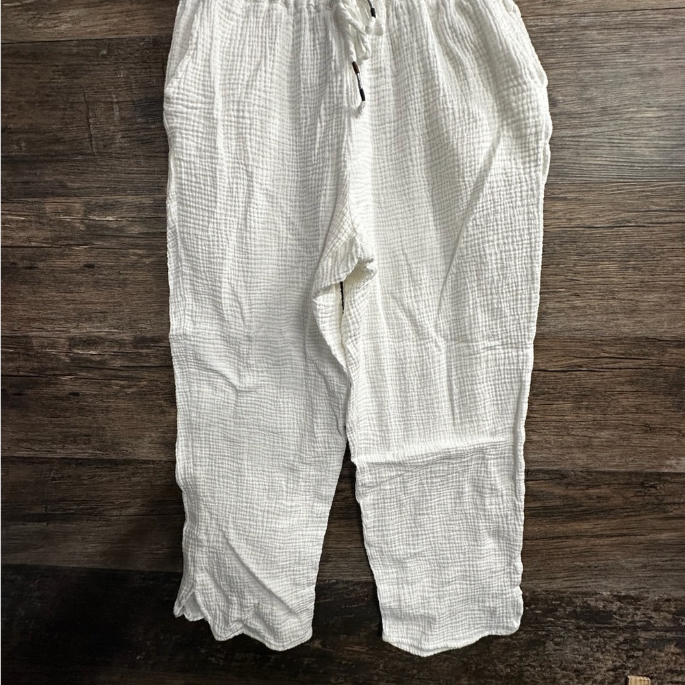 Grace & Karma White Linen Beach Pants Womens Size Medium
